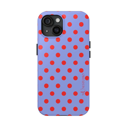 Muni Studio Phone Case iPhone 15 RED POLKA, Tough Phone Case