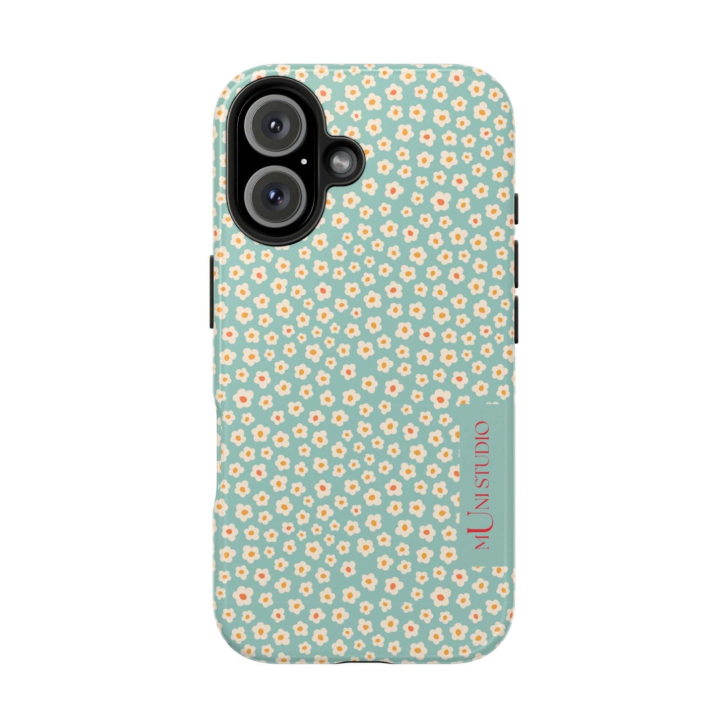 Muni Studio Phone Case iPhone 16 FLOWER MATCHA, Tough Phone Case