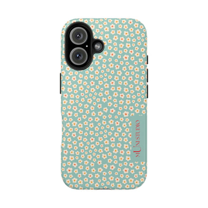 Muni Studio Phone Case iPhone 16 FLOWER MATCHA, Tough Phone Case