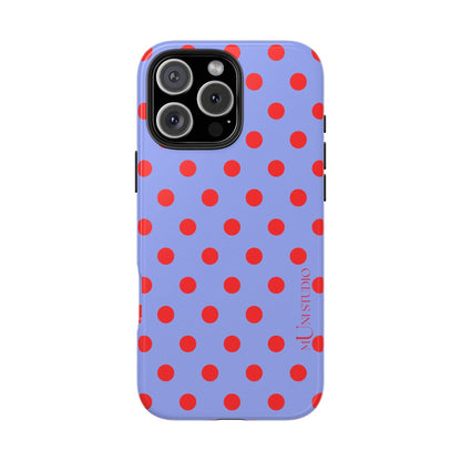 Muni Studio Phone Case iPhone 16 Pro Max RED POLKA, Tough Phone Case