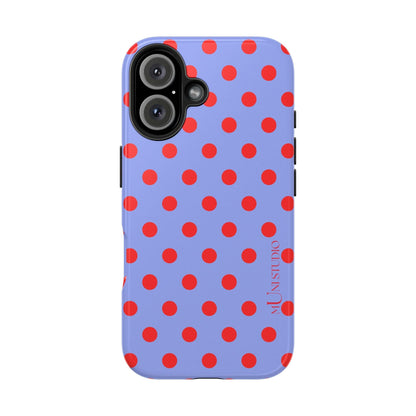 Muni Studio Phone Case iPhone 16 RED POLKA, Tough Phone Case