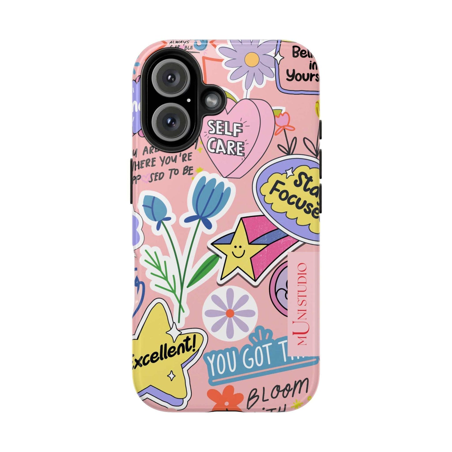 Muni Studio Phone Case iPhone 16 SELF CARE, Tough Phone Case