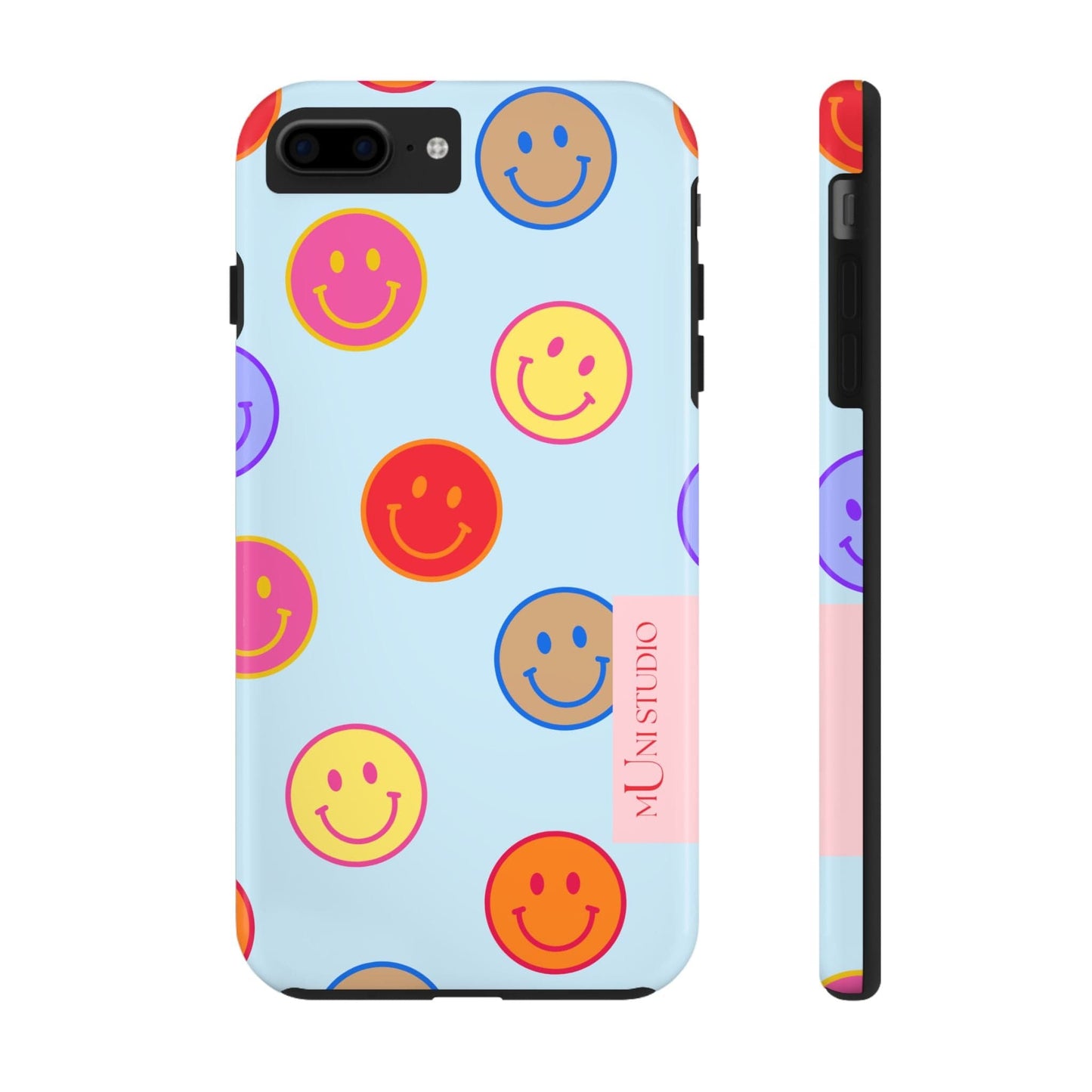 Muni Studio Phone Case iPhone 7 Plus, iPhone 8 Plus HORIZON BLUE SMILEY, Tough Phone Case