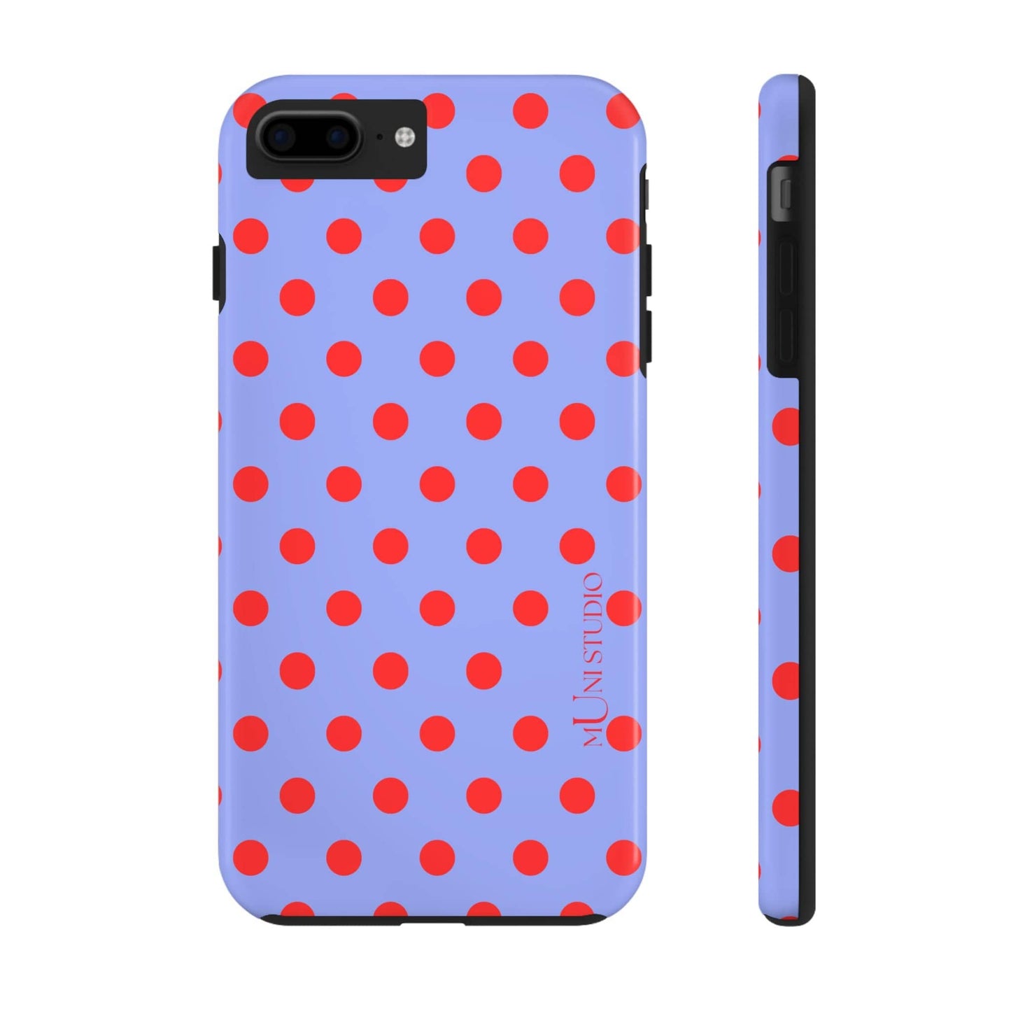 Muni Studio Phone Case iPhone 7 Plus, iPhone 8 Plus RED POLKA, Tough Phone Case