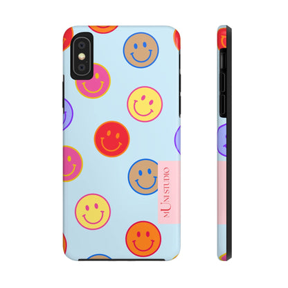 Muni Studio Phone Case iPhone X HORIZON BLUE SMILEY, Tough Phone Case