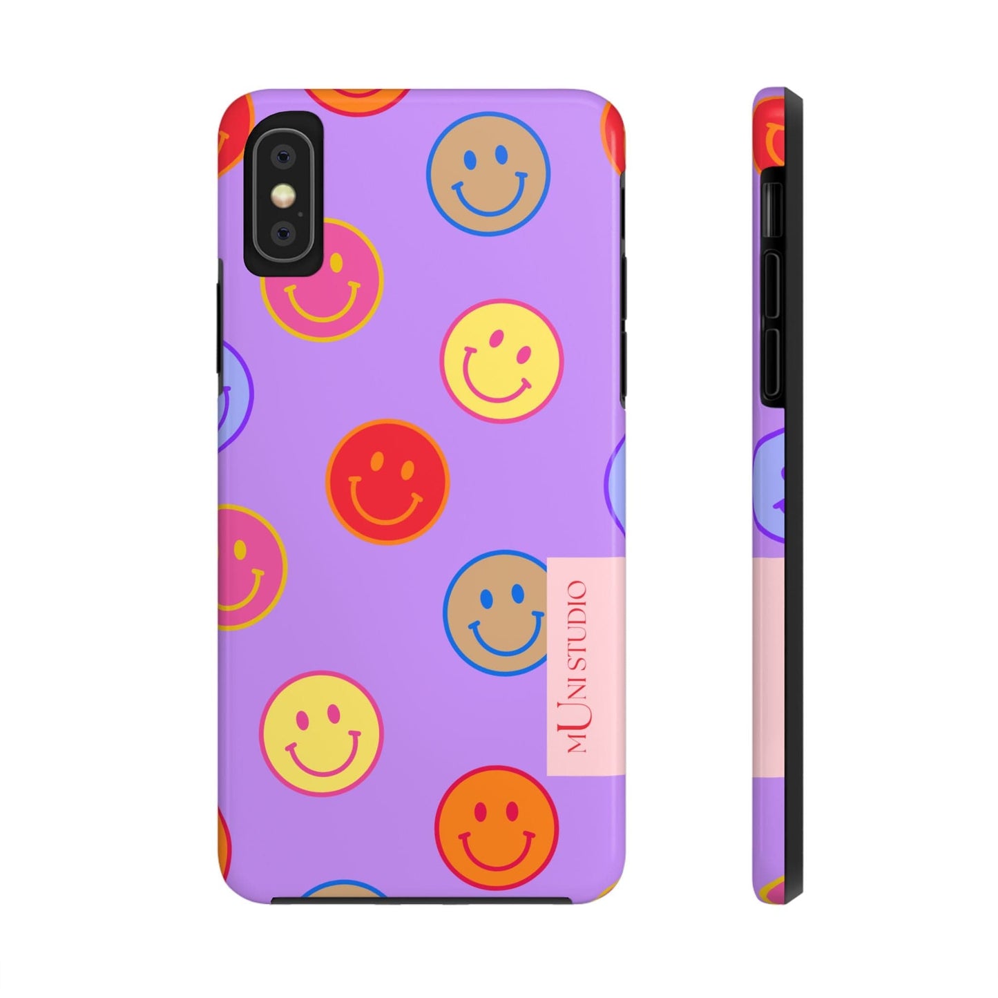 Muni Studio Phone Case iPhone X LAVENDER SMILEY, Tough Phone Case