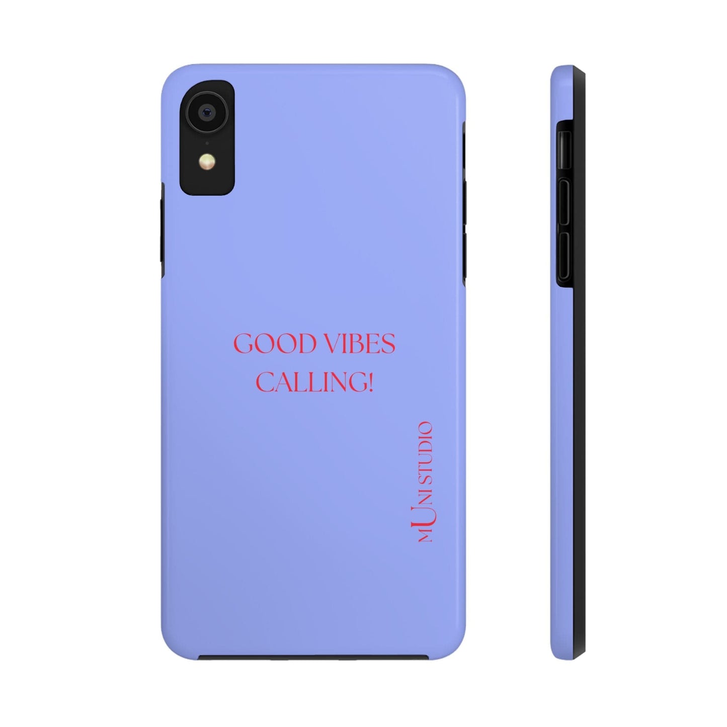 Muni Studio Phone Case iPhone XR GOOD VIBES CALLING, Tough Phone Case