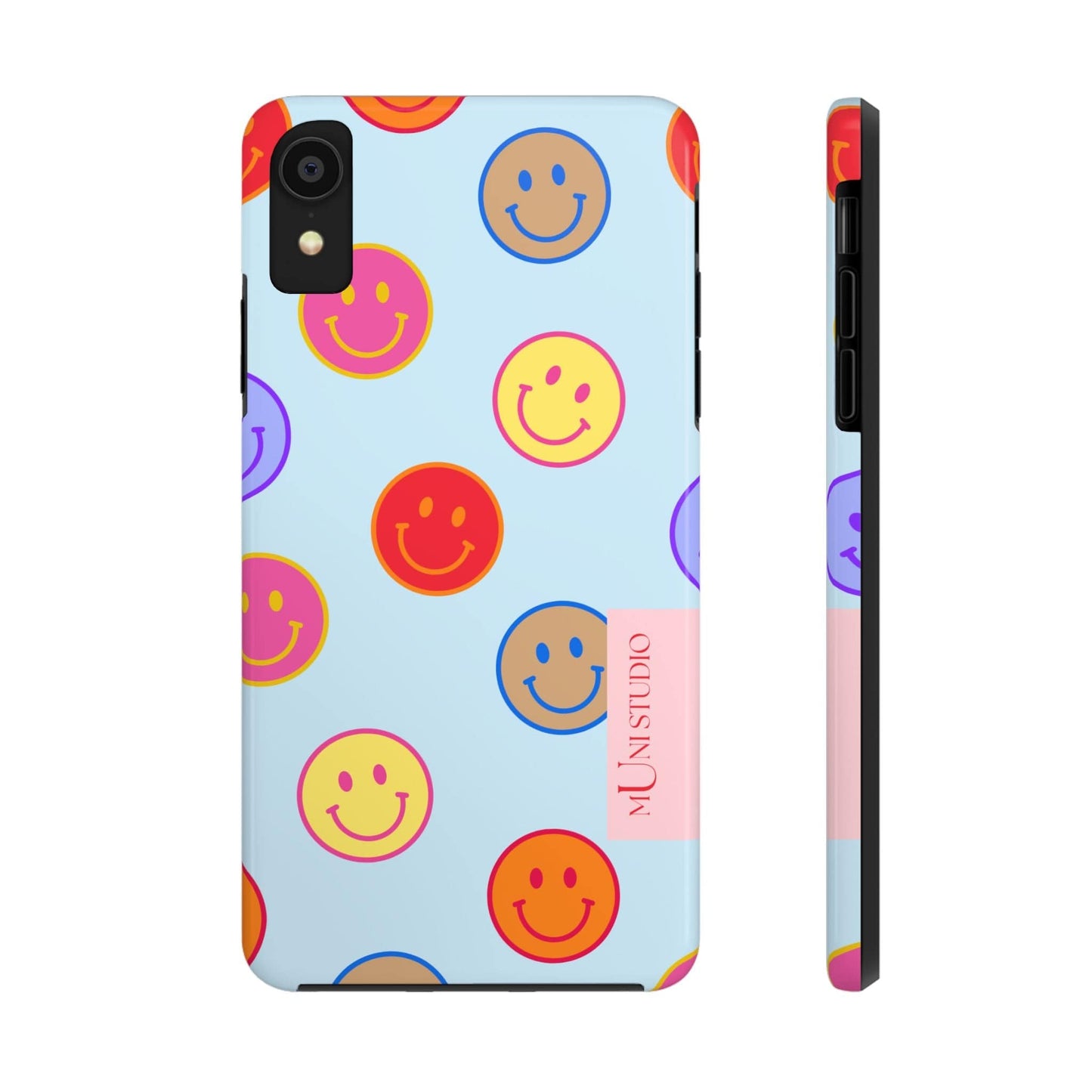 Muni Studio Phone Case iPhone XR HORIZON BLUE SMILEY, Tough Phone Case