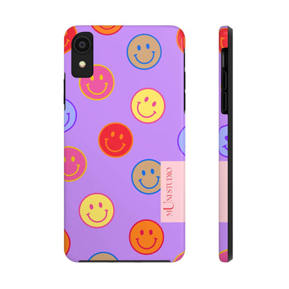 Muni Studio Phone Case iPhone XR LAVENDER SMILEY, Tough Phone Case