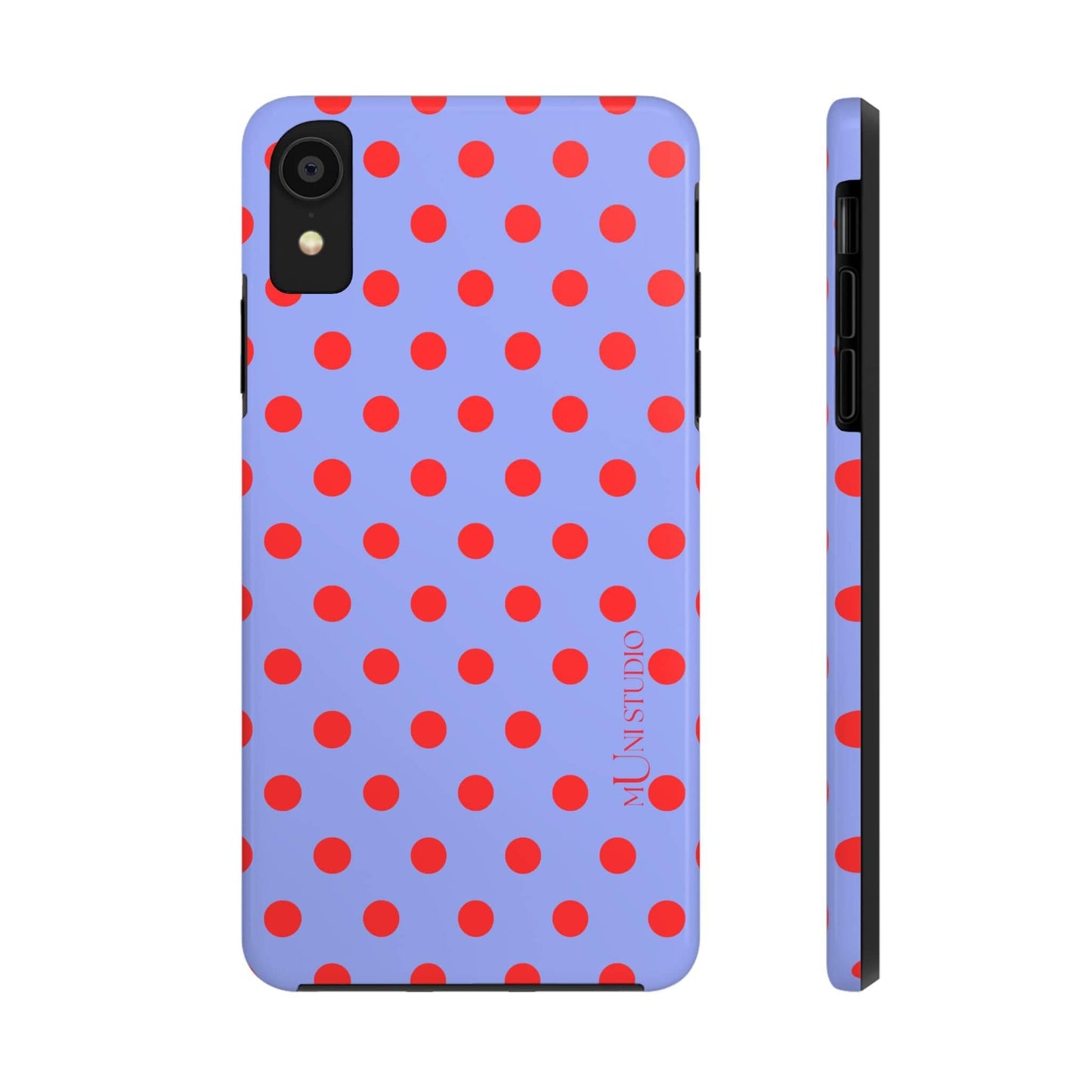 Muni Studio Phone Case iPhone XR RED POLKA, Tough Phone Case