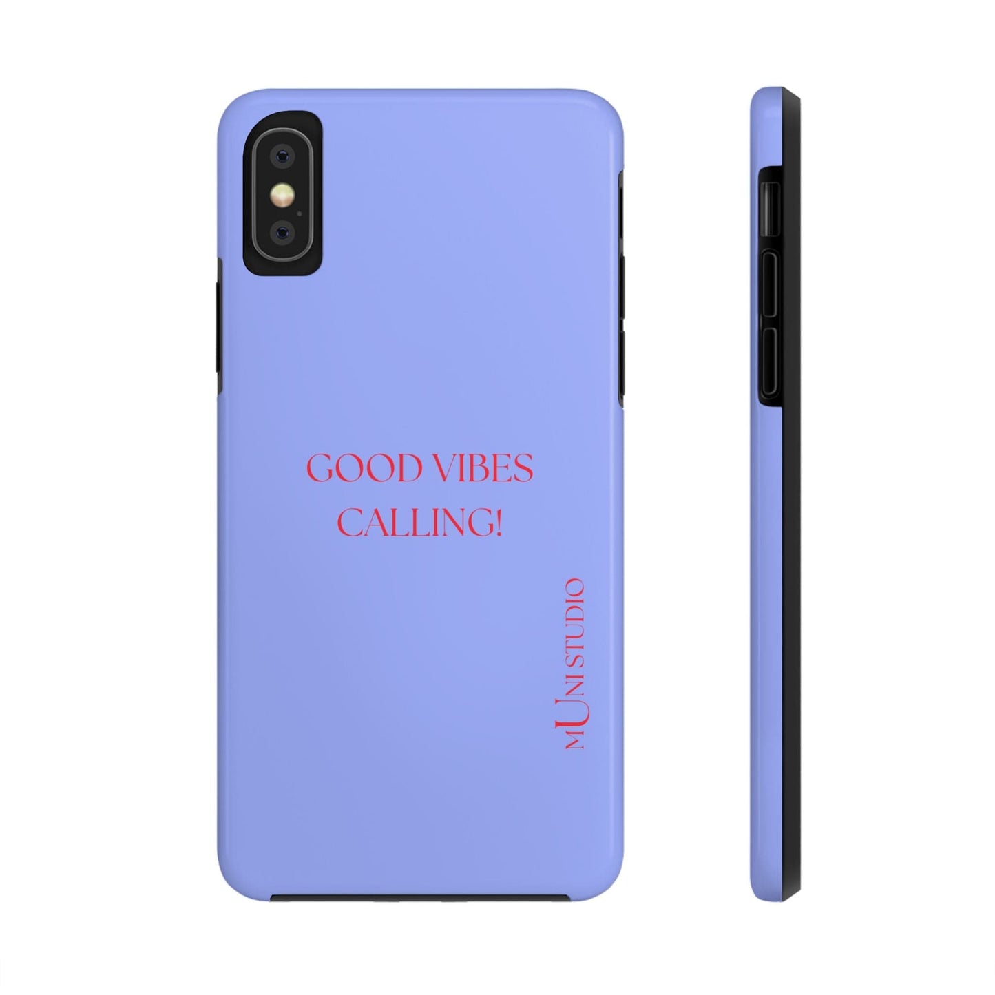 Muni Studio Phone Case iPhone XS GOOD VIBES CALLING, Tough Phone Case