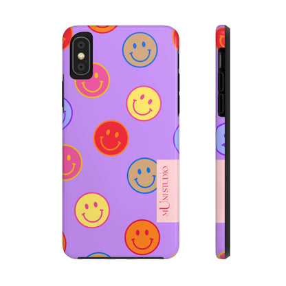Muni Studio Phone Case iPhone XS LAVENDER SMILEY, Tough Phone Case