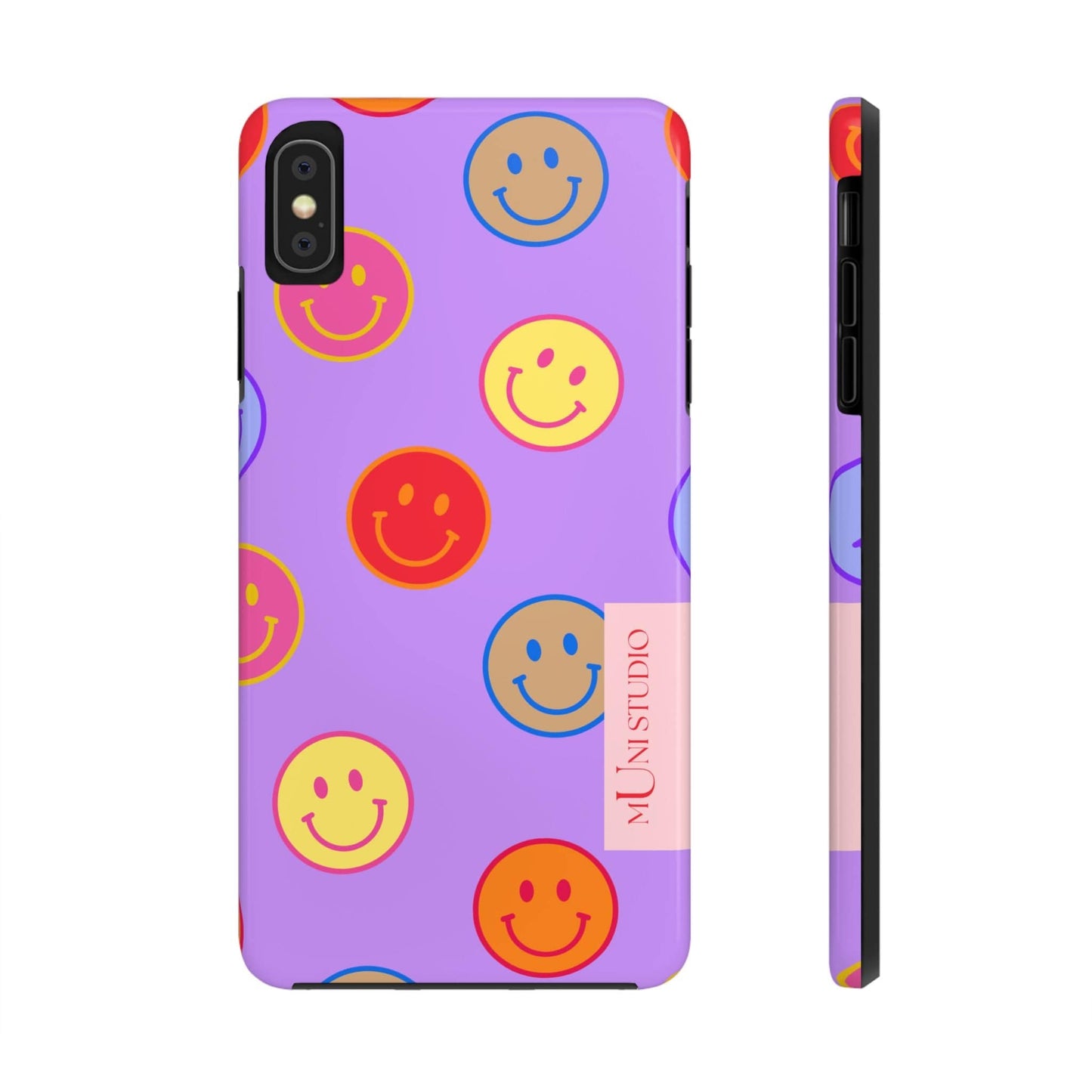 Muni Studio Phone Case iPhone XS MAX LAVENDER SMILEY, Tough Phone Case