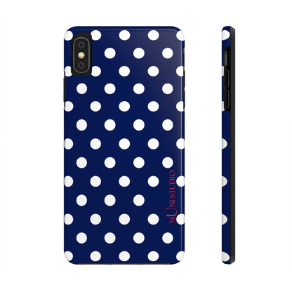 Muni Studio Phone Case iPhone XS MAX NAVY POLKA, Tough Phone Case