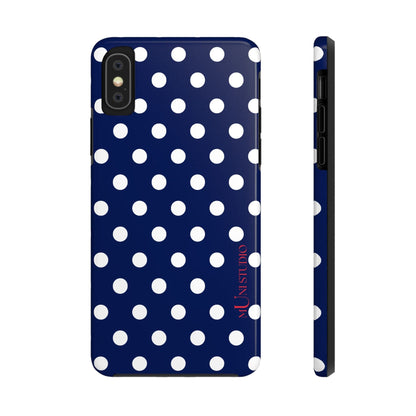 Muni Studio Phone Case iPhone XS NAVY POLKA, Tough Phone Case