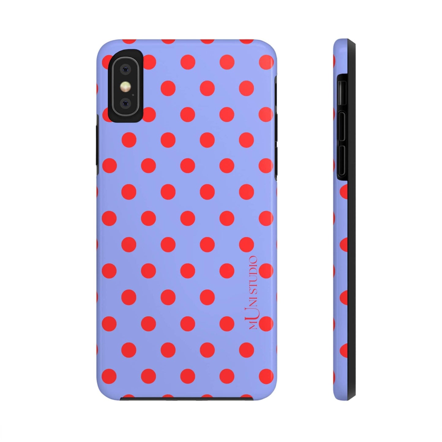 Muni Studio Phone Case iPhone XS RED POLKA, Tough Phone Case
