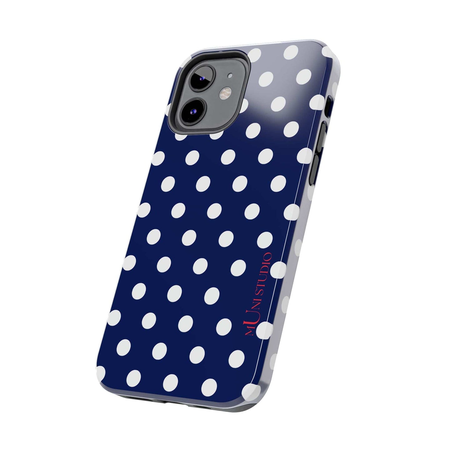 Muni Studio Phone Case NAVY POLKA, Tough Phone Case