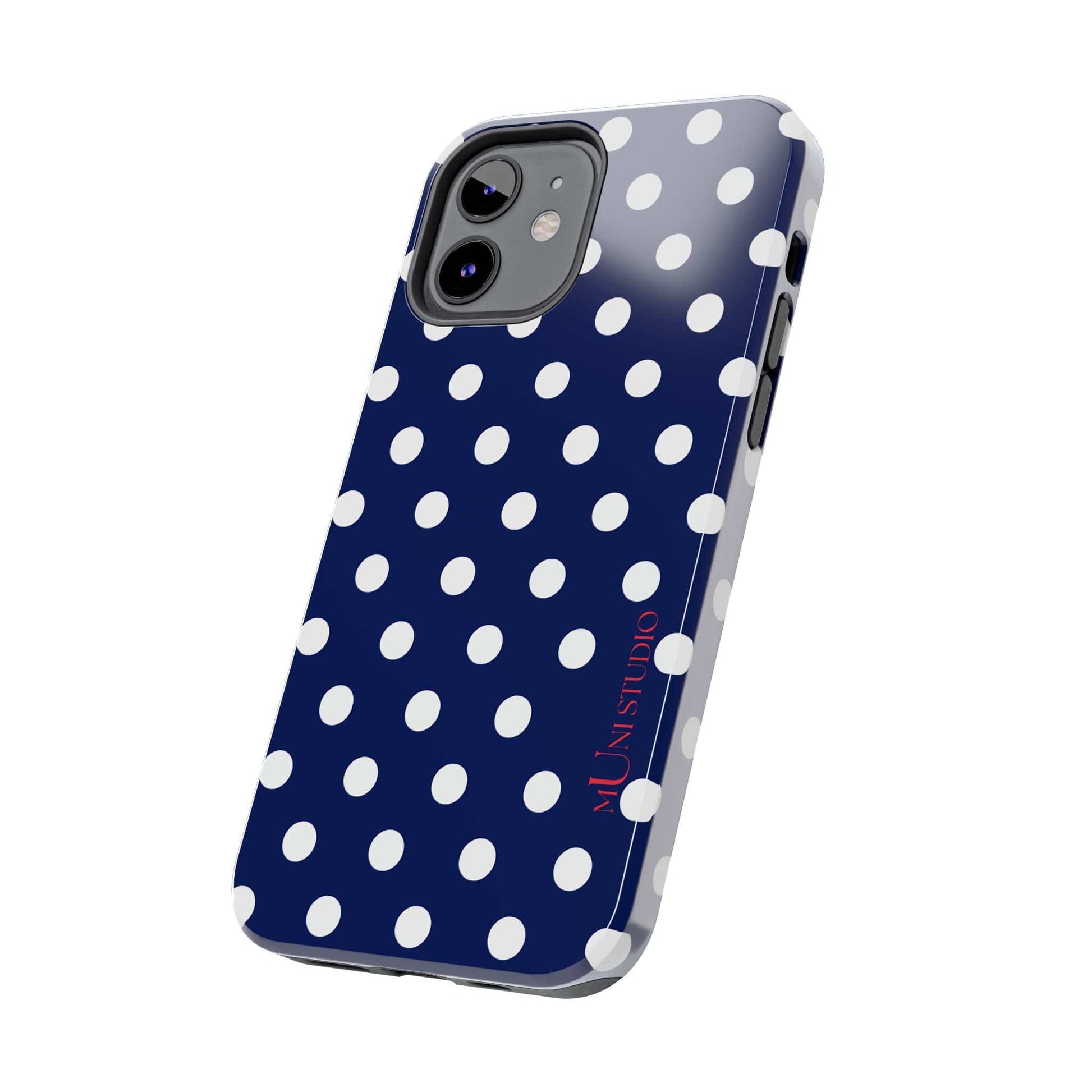 Muni Studio Phone Case NAVY POLKA, Tough Phone Case