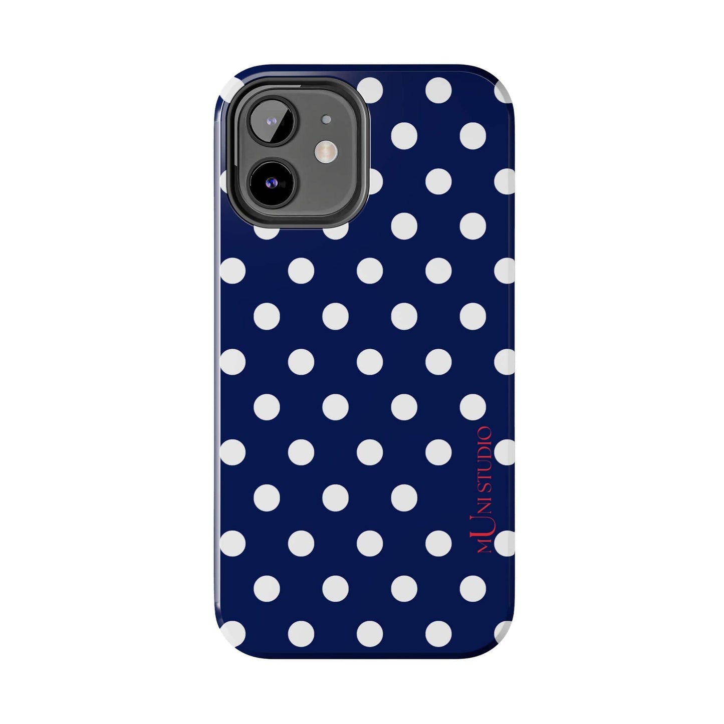 Muni Studio Phone Case NAVY POLKA, Tough Phone Case