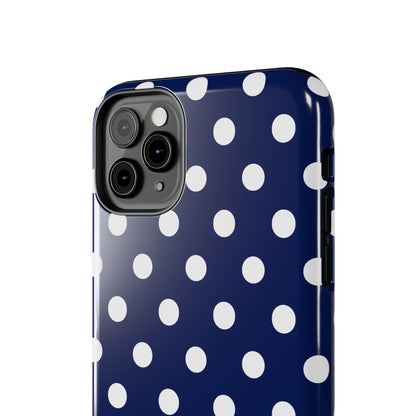 Muni Studio Phone Case NAVY POLKA, Tough Phone Case