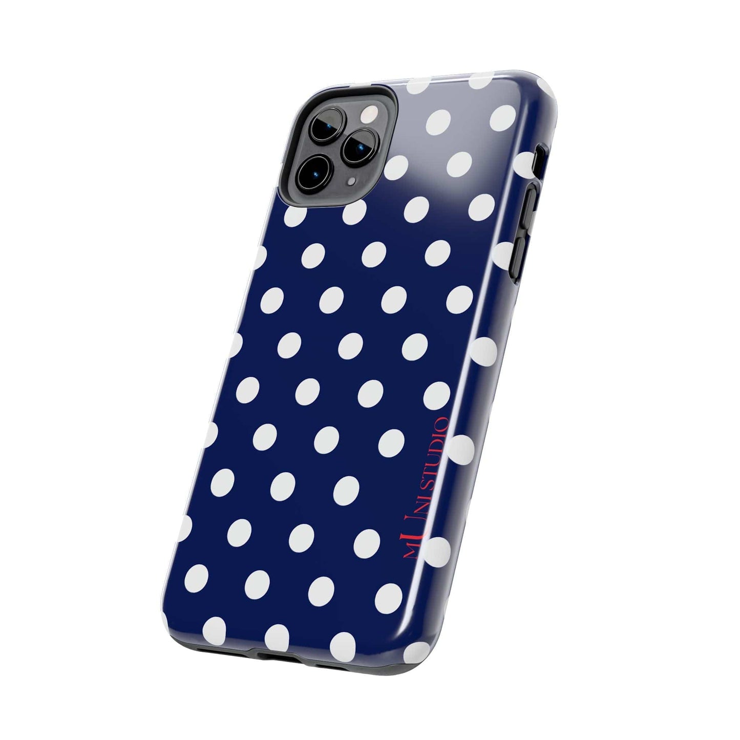 Muni Studio Phone Case NAVY POLKA, Tough Phone Case