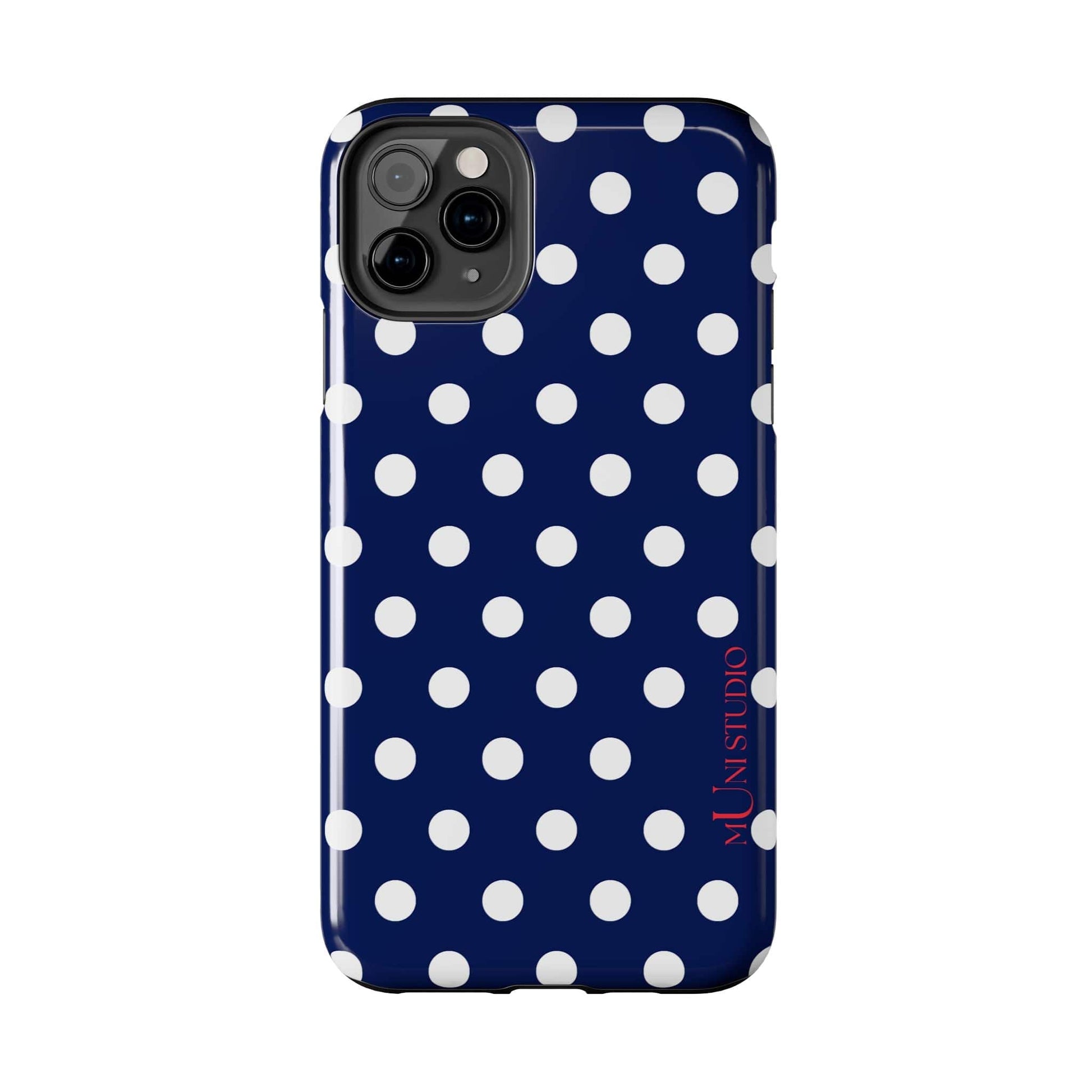 Muni Studio Phone Case NAVY POLKA, Tough Phone Case