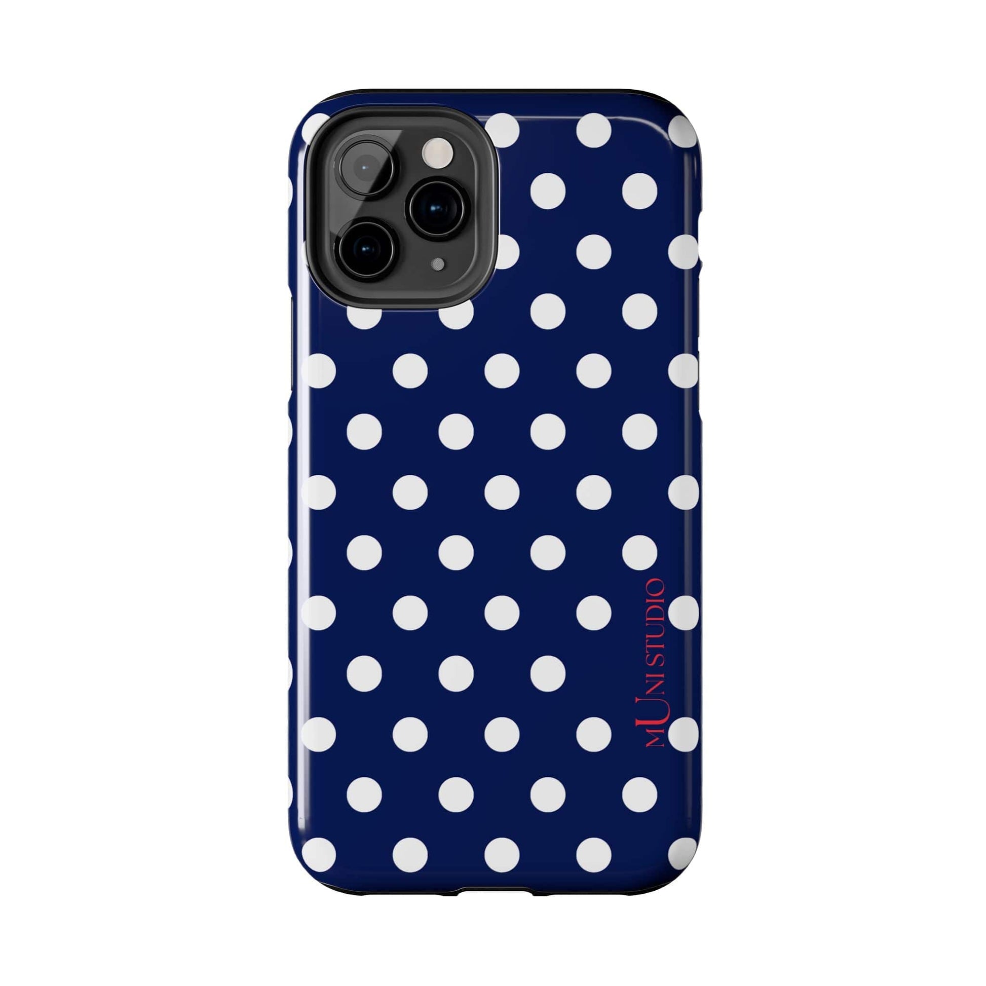 Muni Studio Phone Case NAVY POLKA, Tough Phone Case