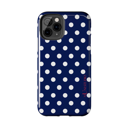 Muni Studio Phone Case NAVY POLKA, Tough Phone Case