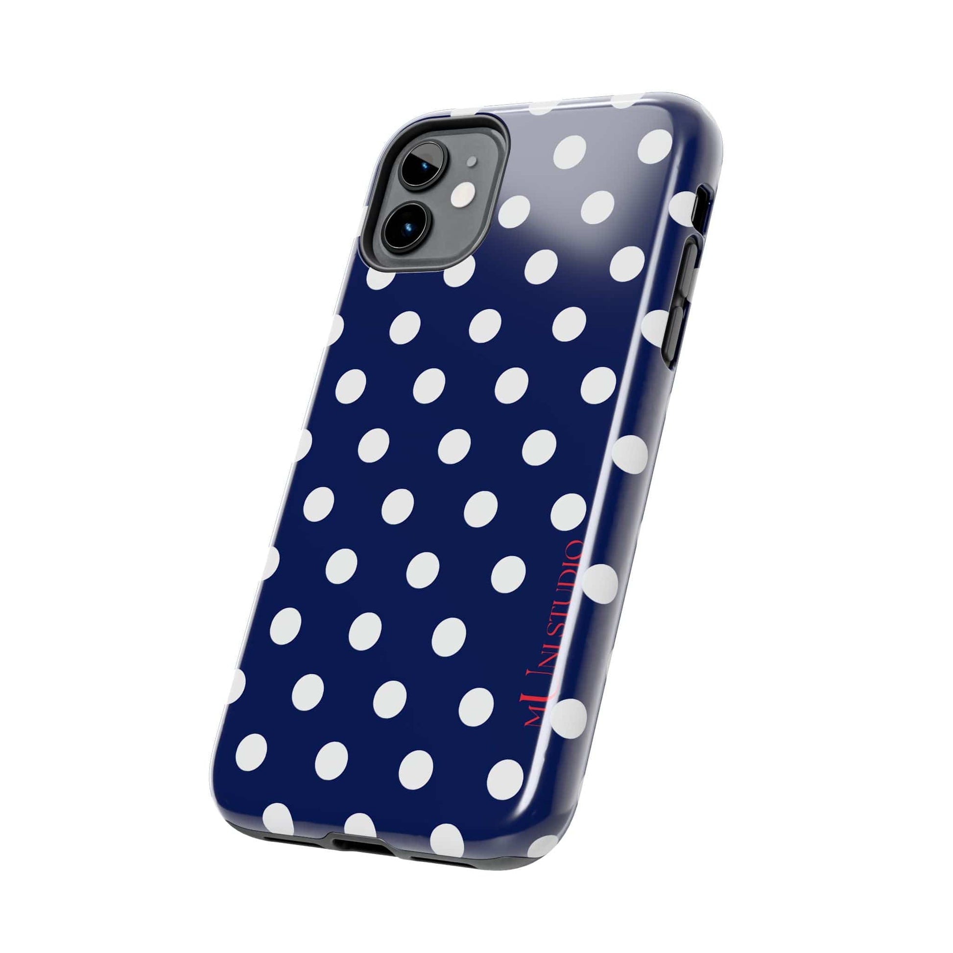 Muni Studio Phone Case NAVY POLKA, Tough Phone Case