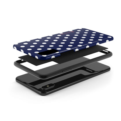 Muni Studio Phone Case NAVY POLKA, Tough Phone Case