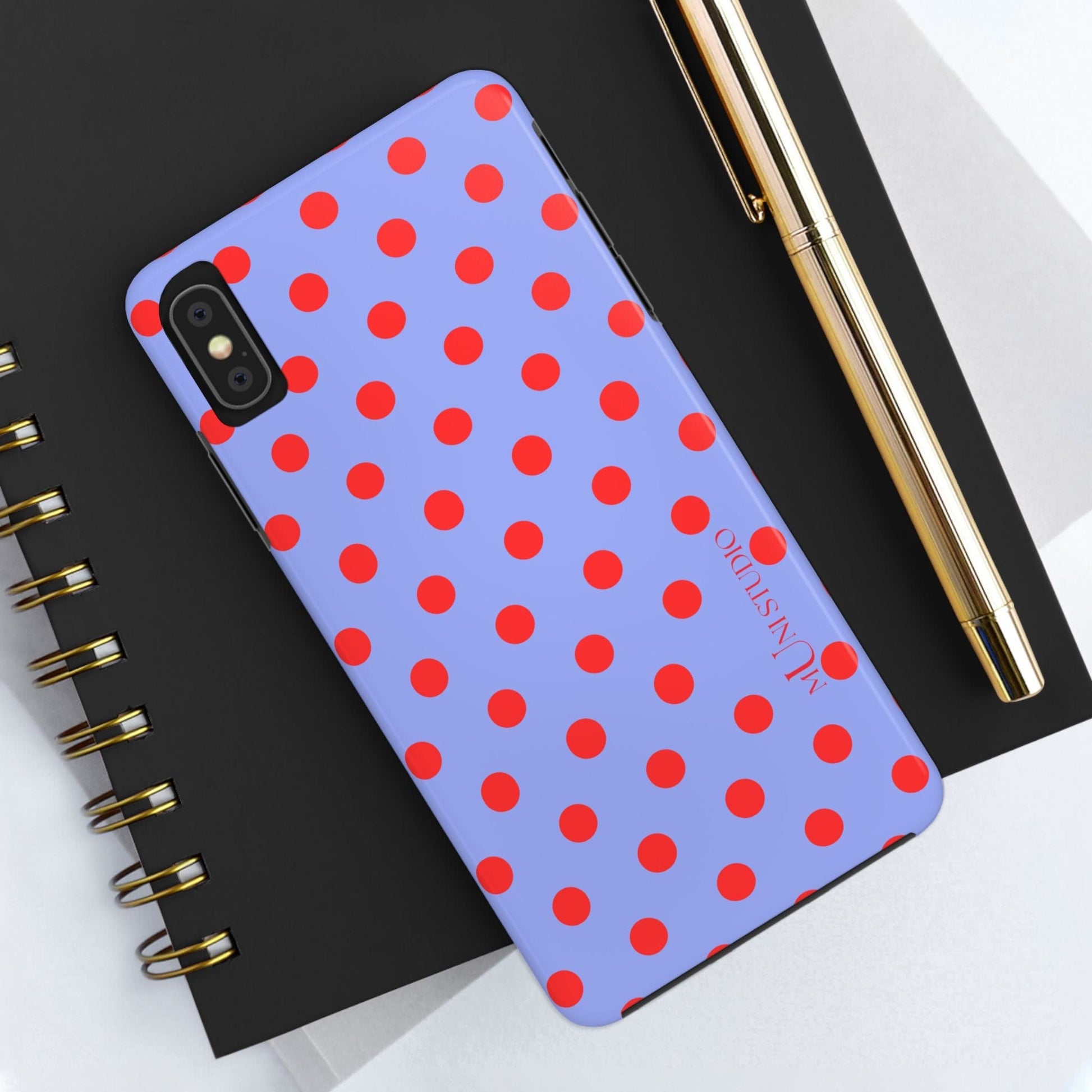 Muni Studio Phone Case RED POLKA, Tough Phone Case