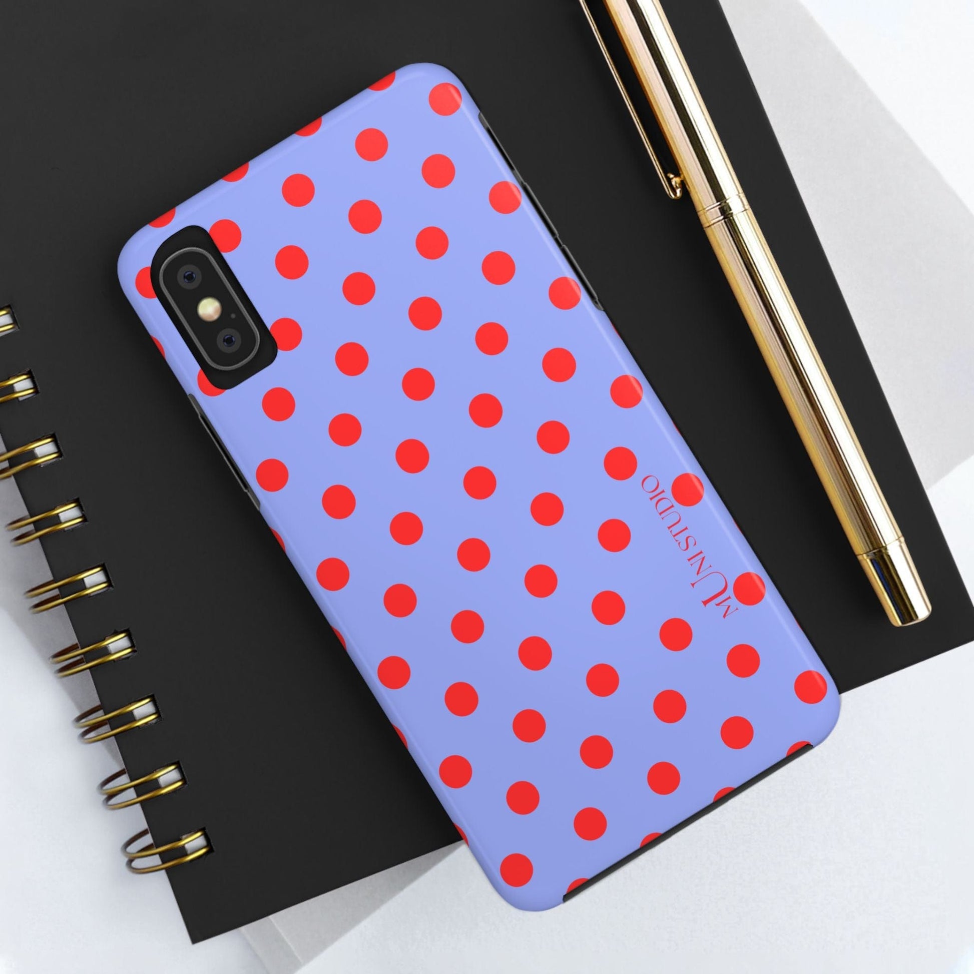 Muni Studio Phone Case RED POLKA, Tough Phone Case