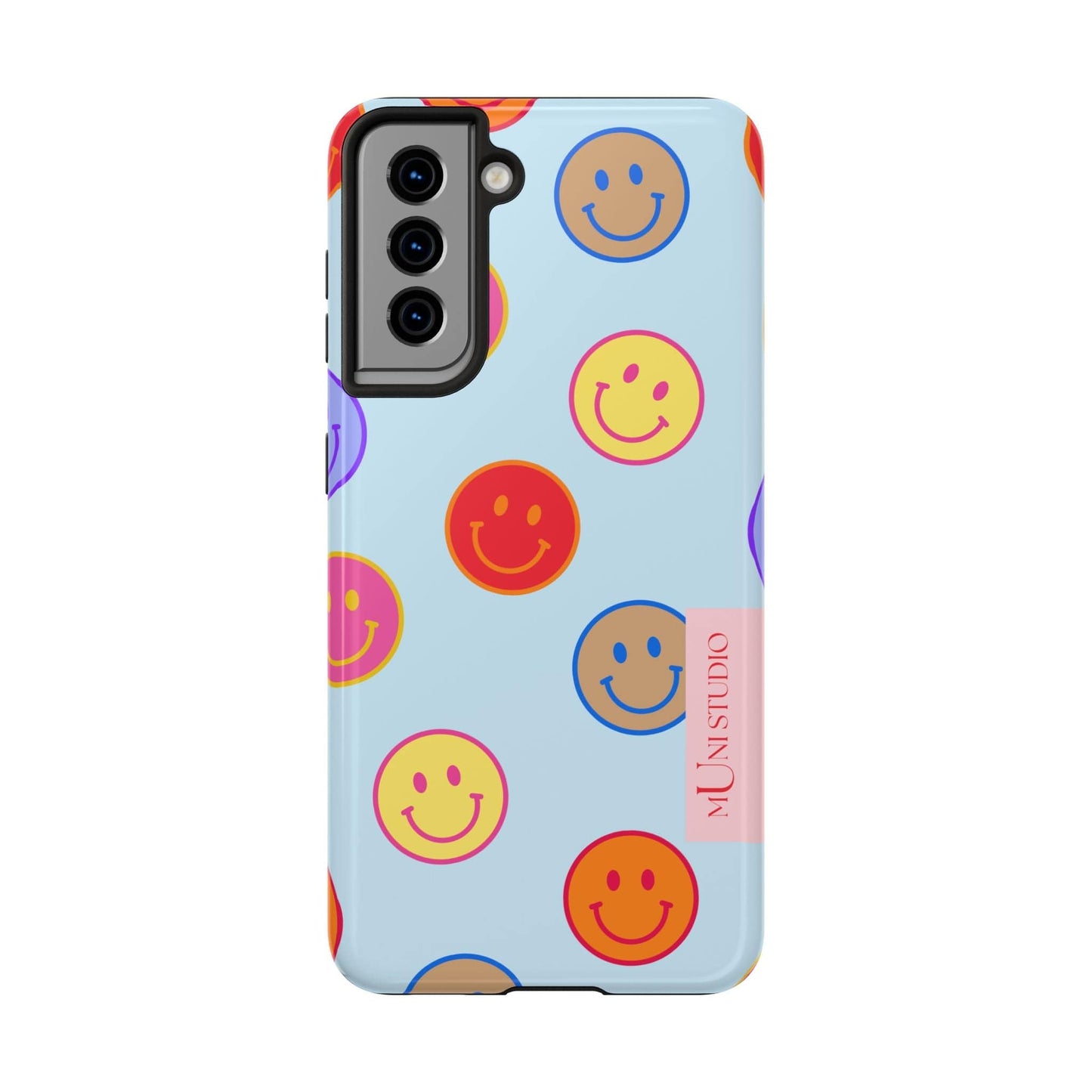 Muni Studio Phone Case Samsung Galaxy S21 HORIZON BLUE SMILEY, Tough Phone Case
