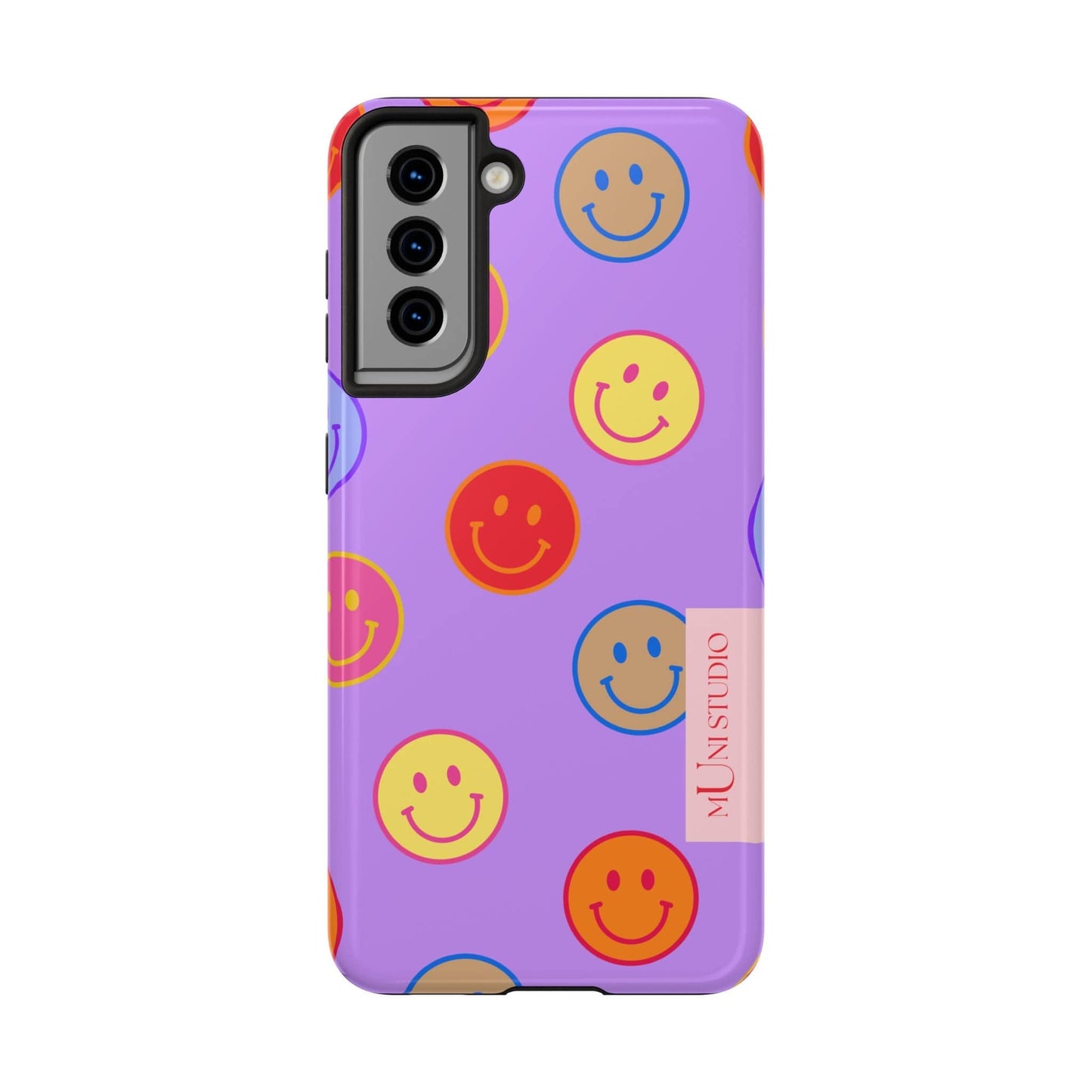 Muni Studio Phone Case Samsung Galaxy S21 LAVENDER SMILEY, Tough Phone Case