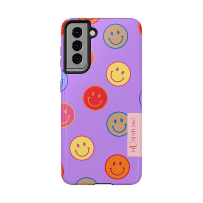 Muni Studio Phone Case Samsung Galaxy S21 LAVENDER SMILEY, Tough Phone Case