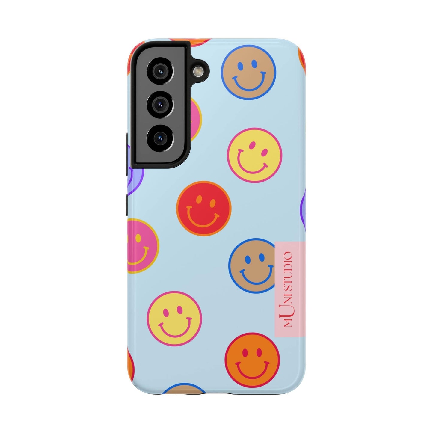 Muni Studio Phone Case Samsung Galaxy S22 HORIZON BLUE SMILEY, Tough Phone Case