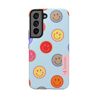 Muni Studio Phone Case Samsung Galaxy S22 HORIZON BLUE SMILEY, Tough Phone Case