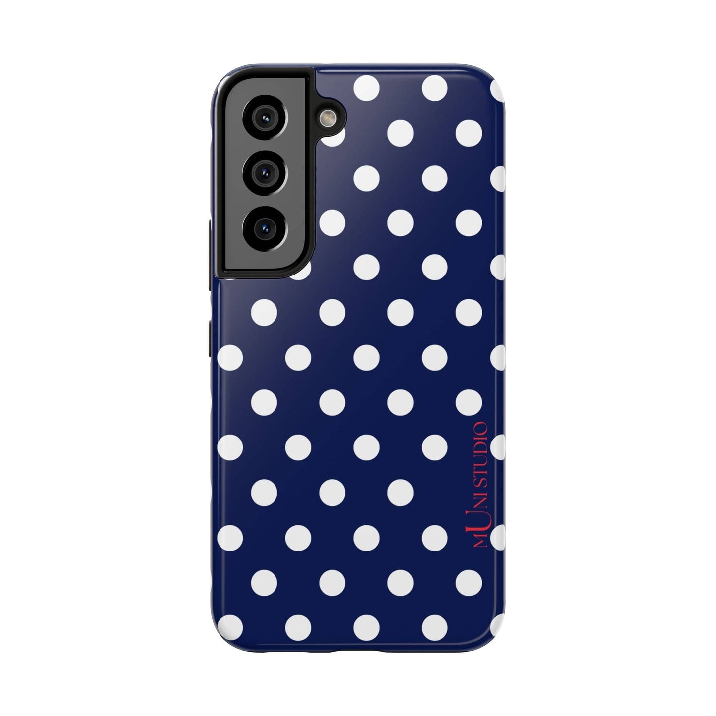 Muni Studio Phone Case Samsung Galaxy S22 NAVY POLKA, Tough Phone Case
