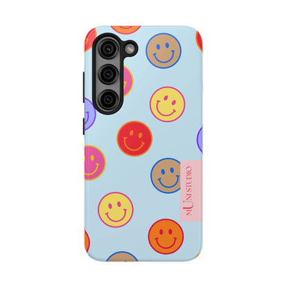 Muni Studio Phone Case Samsung Galaxy S23 HORIZON BLUE SMILEY, Tough Phone Case