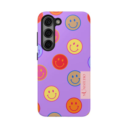 Muni Studio Phone Case Samsung Galaxy S23 LAVENDER SMILEY, Tough Phone Case