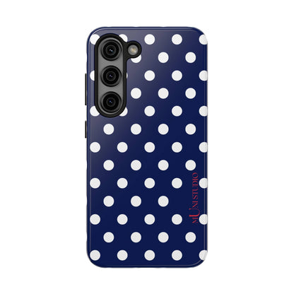 Muni Studio Phone Case Samsung Galaxy S23 NAVY POLKA, Tough Phone Case