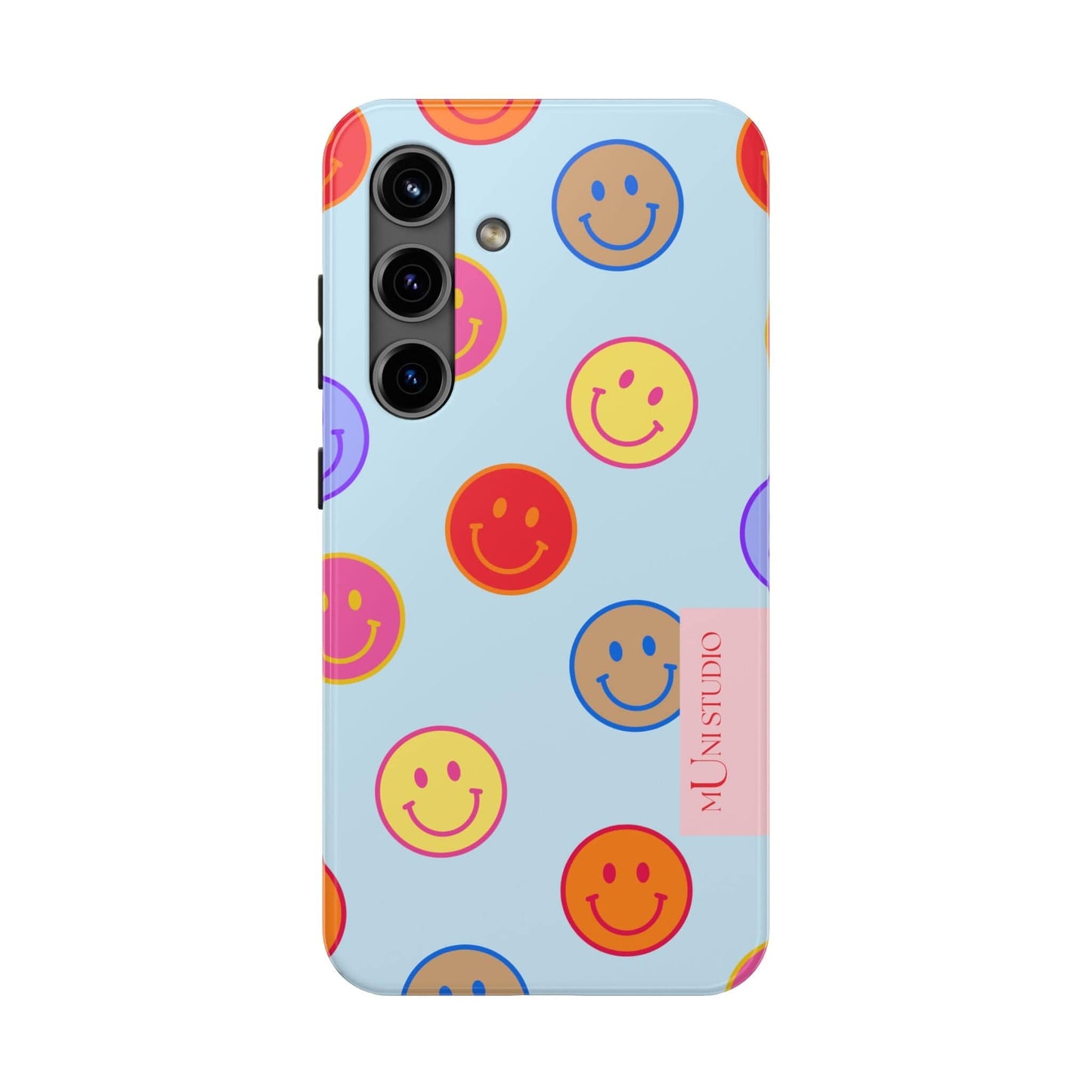 Muni Studio Phone Case Samsung Galaxy S24 HORIZON BLUE SMILEY, Tough Phone Case