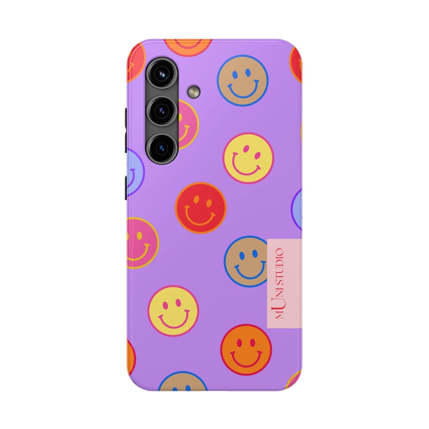 Muni Studio Phone Case Samsung Galaxy S24 LAVENDER SMILEY, Tough Phone Case