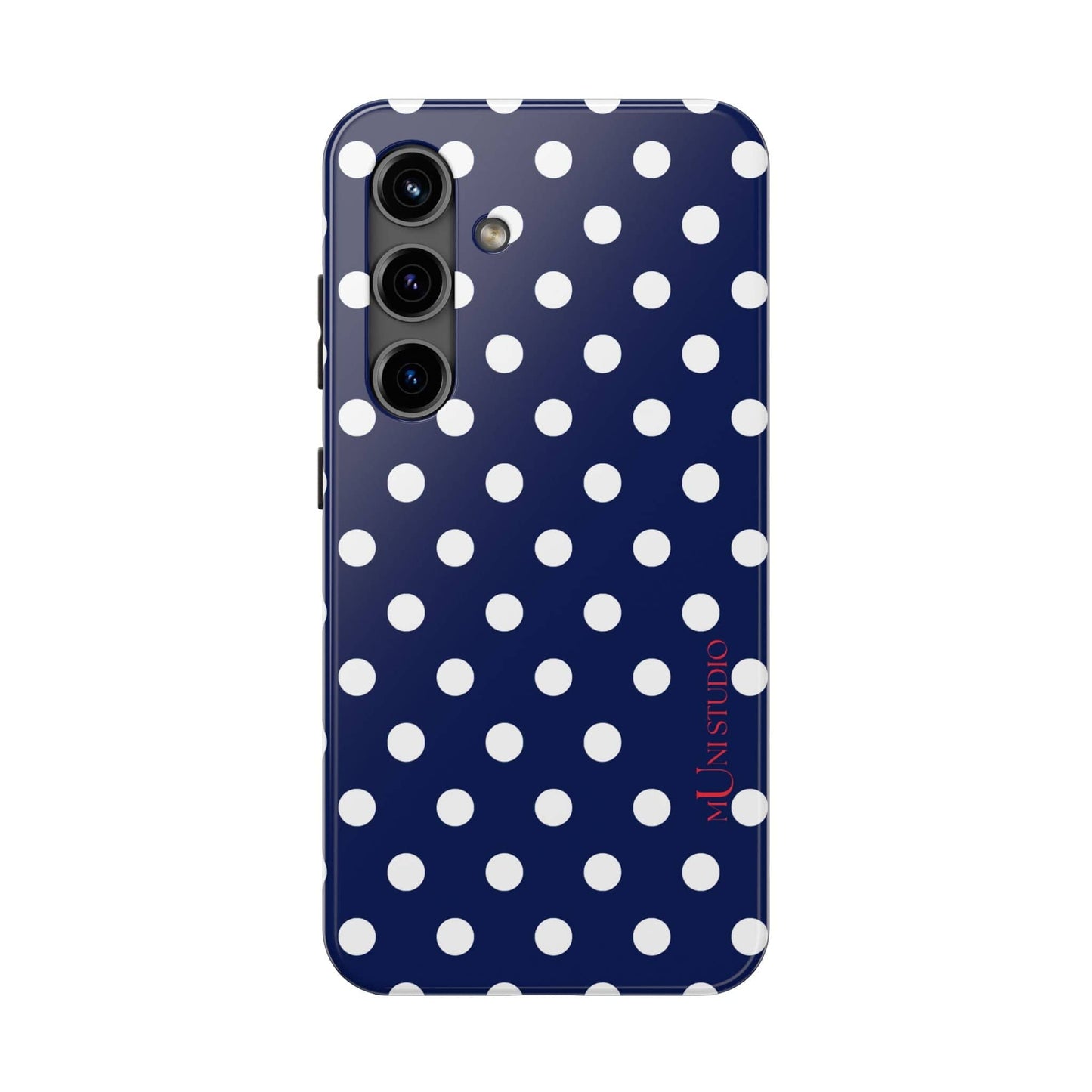 Muni Studio Phone Case Samsung Galaxy S24 NAVY POLKA, Tough Phone Case